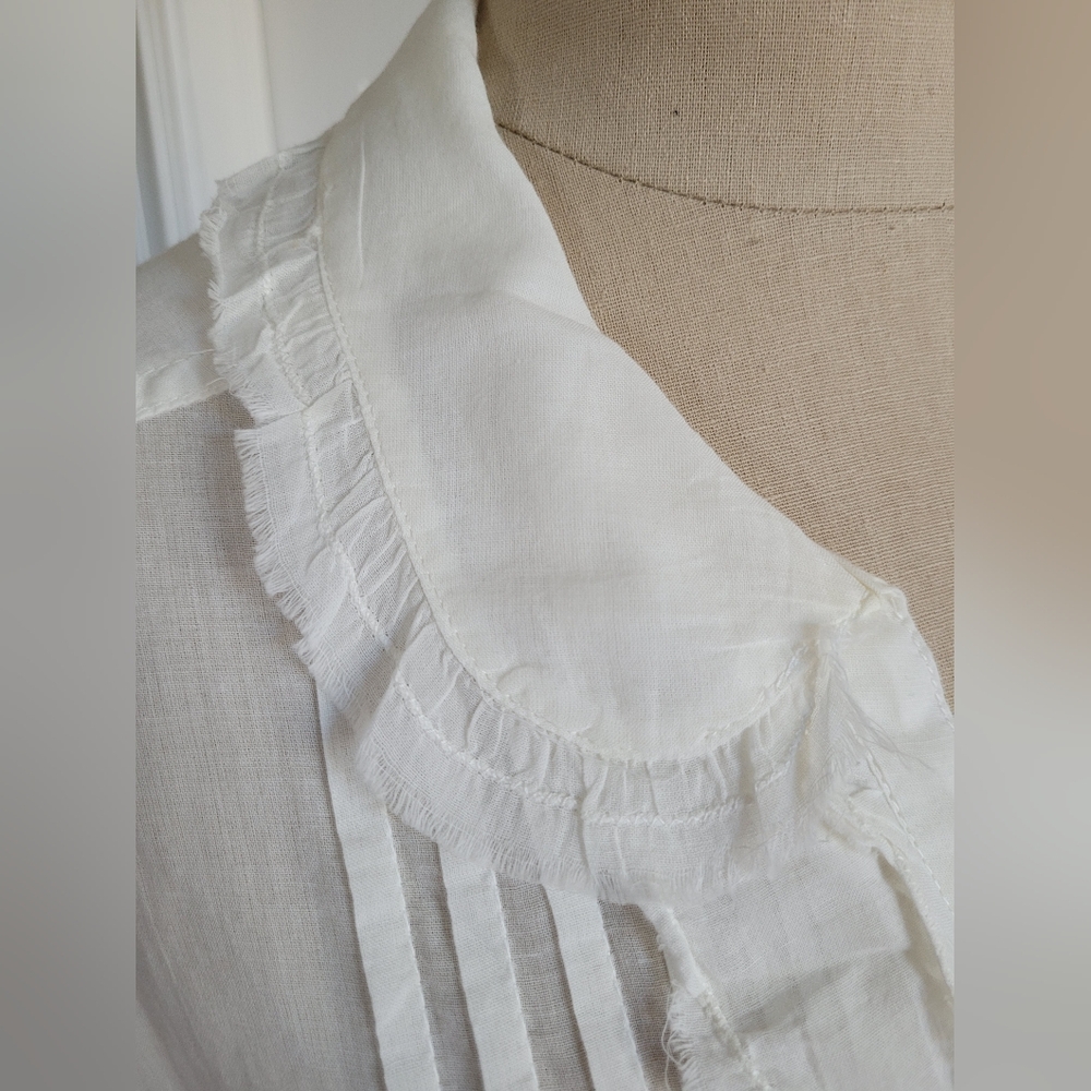 Free People White Ruffled Button-Front Blouse - Picture 4 of 16